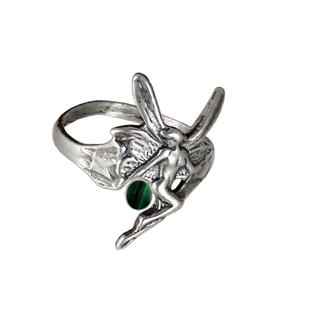 Sterling Silver Fairy Ring With Malachite Size 10 Sterling Silver Fairy Ring With Malachite Size 10